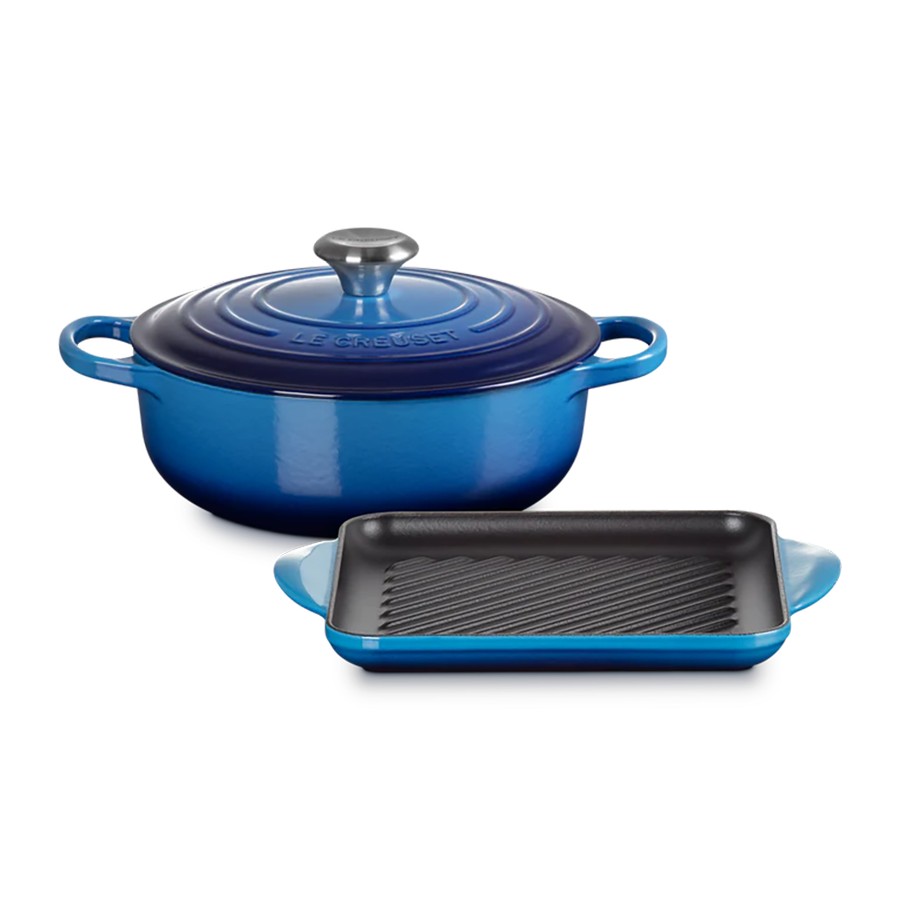 Le Creuset Cass+Rect Grill Blue 24 cm Image